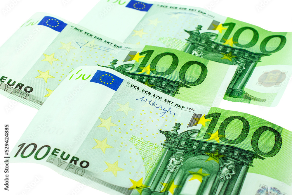 300 Euro banknotes isolated against white background 300 Euro banknotes isolated against white background