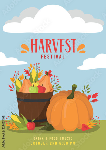 Harvest Festival Poster. Card. Banner.