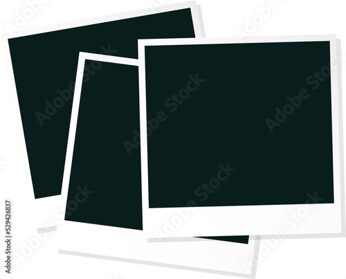 Stack of Empty Blank Polaroid Pictures Frame Template PNG