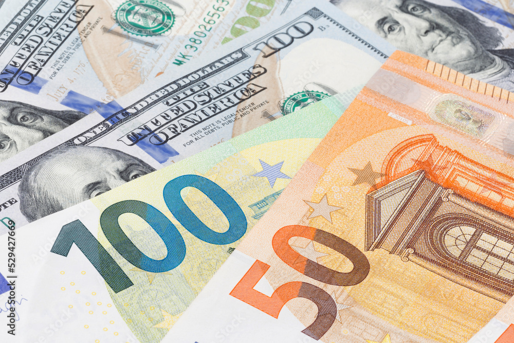several euro and United States dollars banknotes several euro and United States dollars banknotes