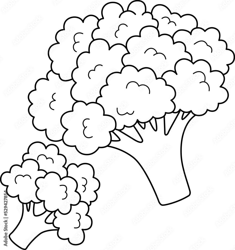 Broccoli Vegetable Isolated Coloring Page for Kids Stock Vector | Adobe