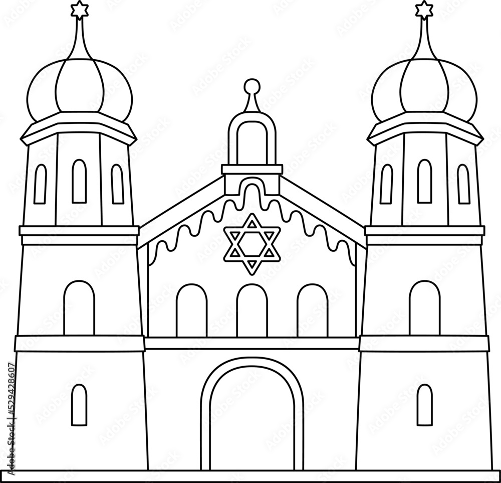 Hanukkah Jewish Church Isolated Coloring Page