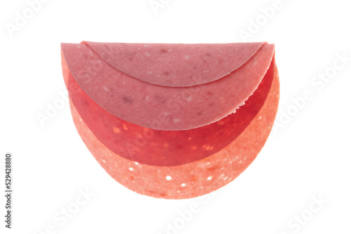 Slices of Sausage Mortadella Isolated