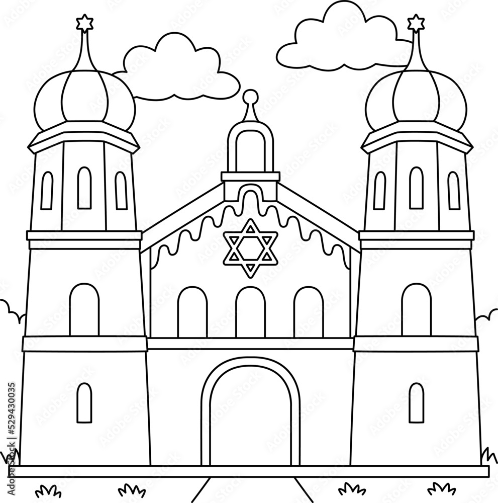 Hanukkah Jewish Church Coloring Page for Kids