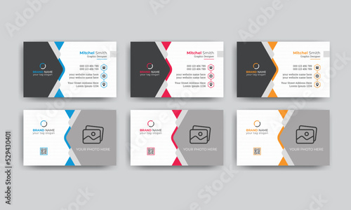 Modern business card design, double sided corporate business card template