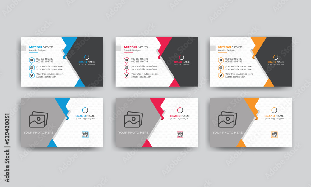 Modern business card design, double sided corporate business card template Modern business card design, double sided corporate business card template