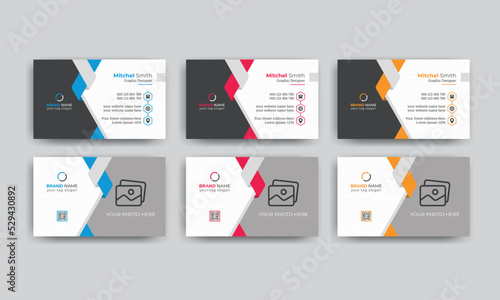 Modern business card design, double sided corporate business card template