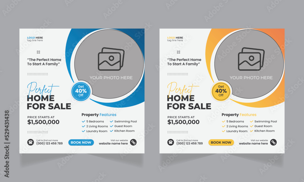 Real estate property house sale social media banner design and web banner template