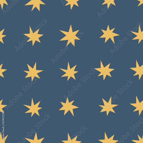 Starry Night Seamless Repeat Vector Pattern Sun Stars Moon