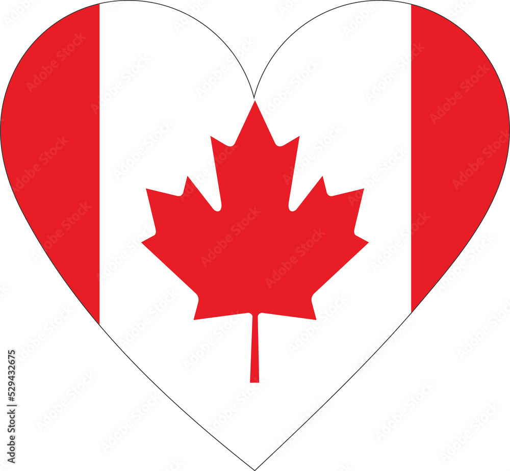 Obraz premium Canada flag in the shape of a heart.