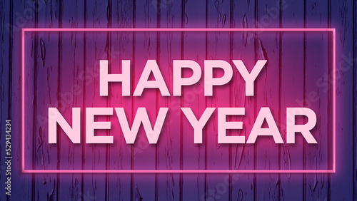 Happy new year typography with neon color background, attractive color on happy new year text. 