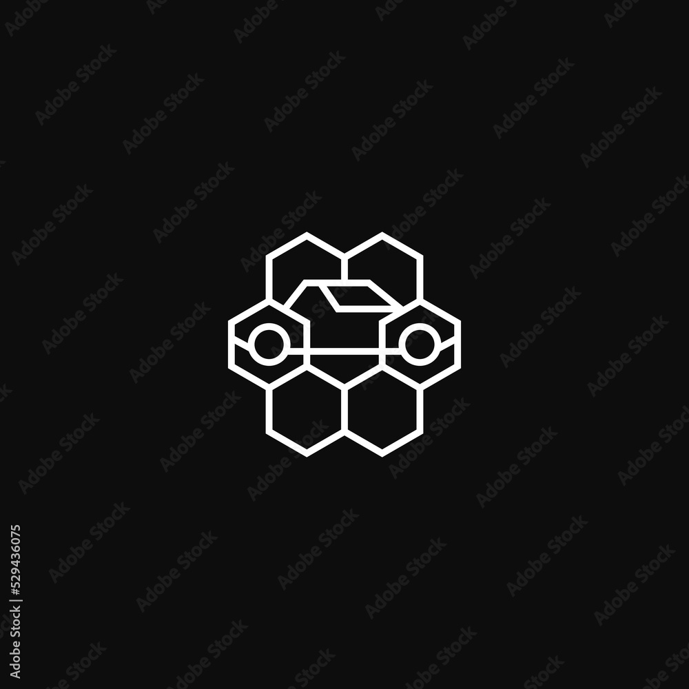 Car combination with hexagon. Logo design. Car combination with hexagon. Logo design.