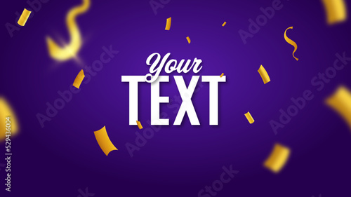 Golden confetti on a purple background. Special eve vector illustration.