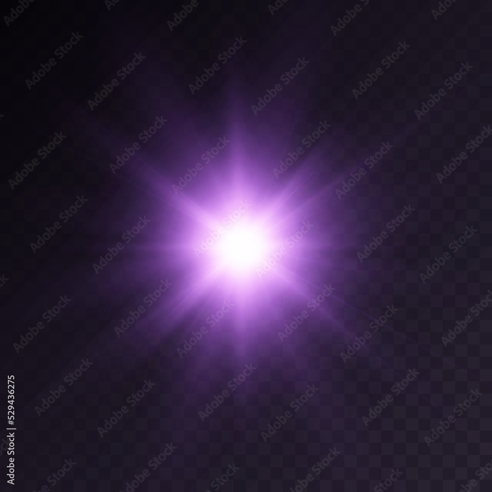 Light purple star. Flash of sunlight. Purple shimmer.