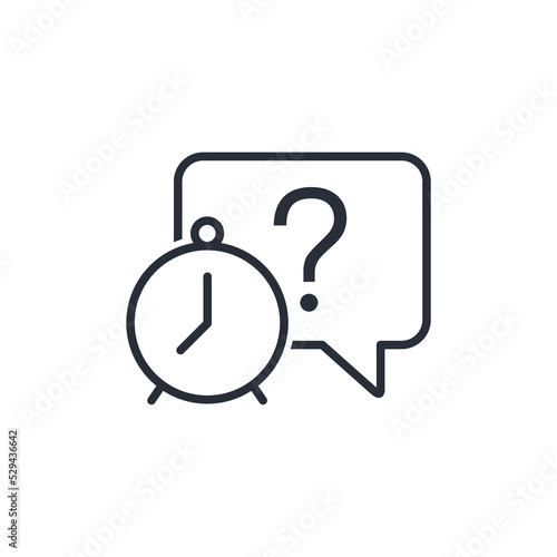 Question and time to find the answer. Vector linear icon isolated on white background