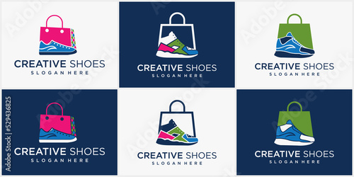 Shoes, Sneaker, boots Shoes Store Logo, Men's shoes vector sports style shoes Logo Template Design