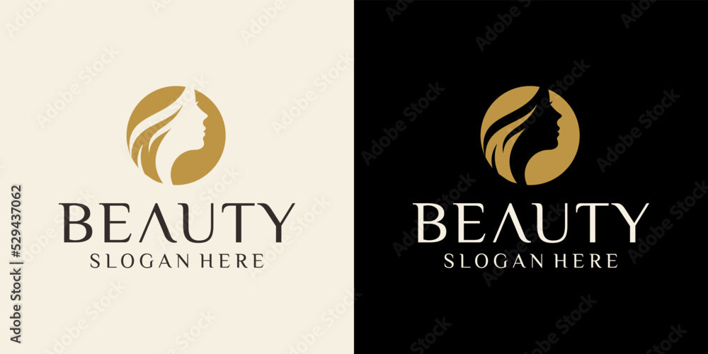 female beauty hair salon logo, female head silhouette logo design for beauty salon business Vector.
