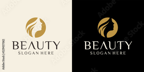female beauty hair salon logo, female head silhouette logo design for beauty salon business Vector.