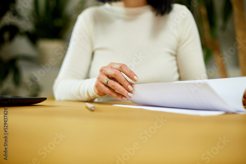 Business woman read a documents for signing a contract,