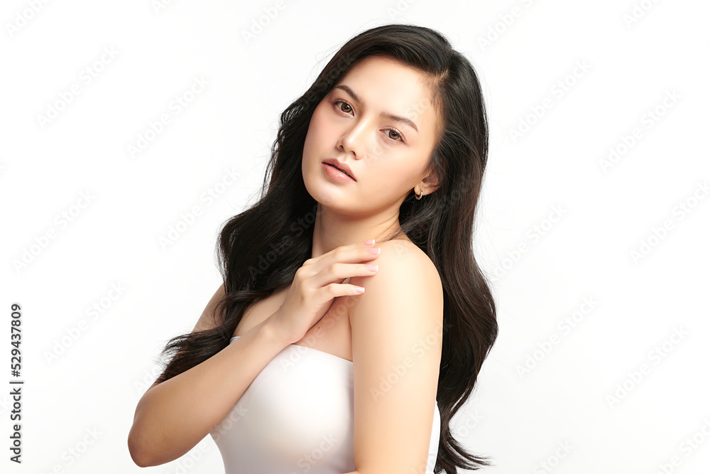 Beautiful young asian woman with clean fresh skin on white background, Face care, Facial treatment, Cosmetology, beauty and spa, Asian women portrait. Beautiful young asian woman with clean fresh skin on white background, Face care, Facial treatment, Cosmetology, beauty and spa, Asian women portrait.