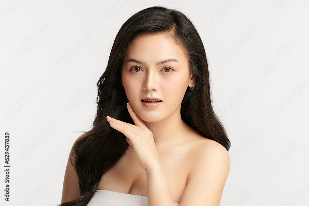 Beautiful young asian woman with clean fresh skin on white background, Face care, Facial treatment, Cosmetology, beauty and spa, Asian women portrait. Beautiful young asian woman with clean fresh skin on white background, Face care, Facial treatment, Cosmetology, beauty and spa, Asian women portrait.