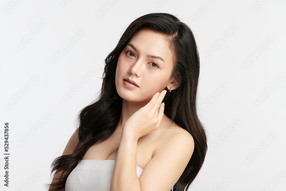 Beautiful young asian woman with clean fresh skin on white background, Face care, Facial treatment, Cosmetology, beauty and spa, Asian women portrait. Beautiful young asian woman with clean fresh skin on white background, Face care, Facial treatment, Cosmetology, beauty and spa, Asian women portrait.