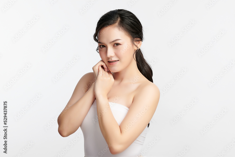 Beautiful young asian woman with clean fresh skin on white background, Face care, Facial treatment, Cosmetology, beauty and spa, Asian women portrait. Beautiful young asian woman with clean fresh skin on white background, Face care, Facial treatment, Cosmetology, beauty and spa, Asian women portrait.
