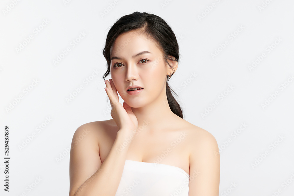 Beautiful young asian woman with clean fresh skin on white background, Face care, Facial treatment, Cosmetology, beauty and spa, Asian women portrait. Beautiful young asian woman with clean fresh skin on white background, Face care, Facial treatment, Cosmetology, beauty and spa, Asian women portrait.