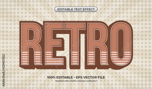 Retro text effect. Editable classic text effect with retro background. Halftone with sunburst background