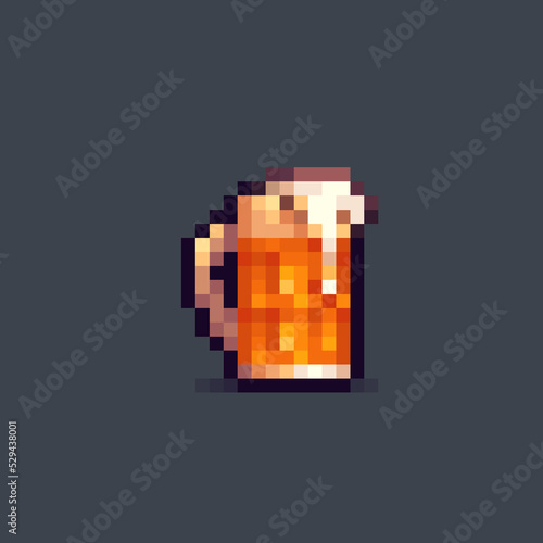 glass of beer in pixel art style