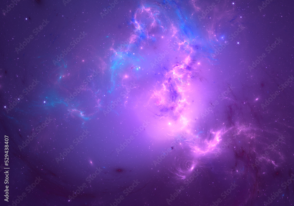 Obraz premium Abstract fractal art background which suggests a nebula and stars in space.