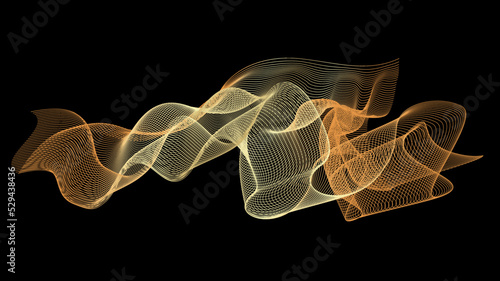 Geometry pattern with nice curves transitons, backgroud. Vector illustration of golden tones on black - beauty of lines, suitable for different kind of backgrounds - presentations, documents, video