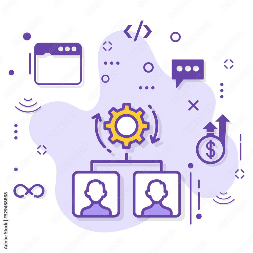 Manage Engine stock illustration, Sharing Same Settings Concept, File Folder Server Permission Vector Icon Design, Cloud computing and Internet hosting services Symbol, Network Group Settings Sign, 