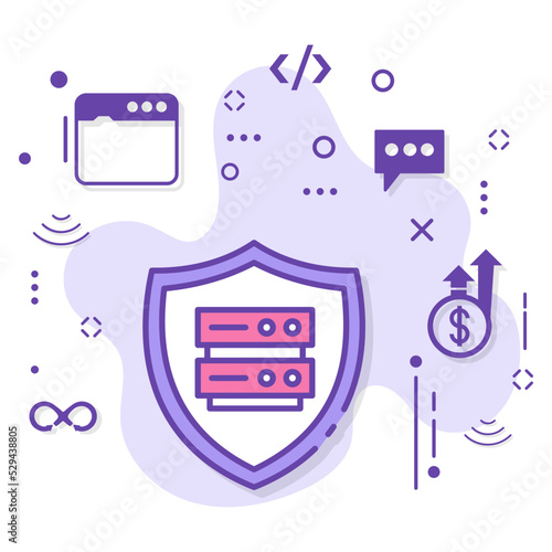 Managed security services Concept, Risk Management stock illustration, Machine Insurance and Safety Sign, Server Protection Vector Icon Design, Cloud computing and Web hosting service Symbol, 