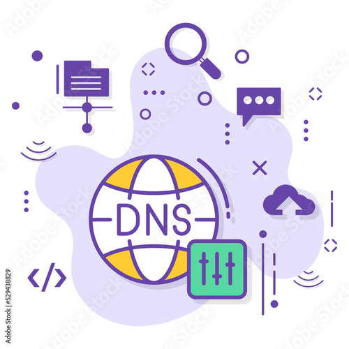 Domain Name Server Settings Concept stock illustration, Advance Domain Name configuration Sign, Decentralized naming system Vector Icon Design, Cloud computing and Web Hosting services Symbol, 