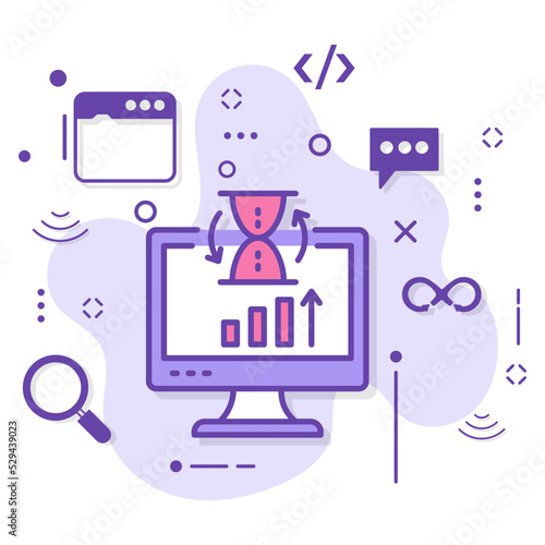 Control Panel Resource Usage Stats or insights stock illustration, Web site Traffic Statistics and Analytics Graph concept vector icon design, Cloud computing and Internet hosting services Symbol, 