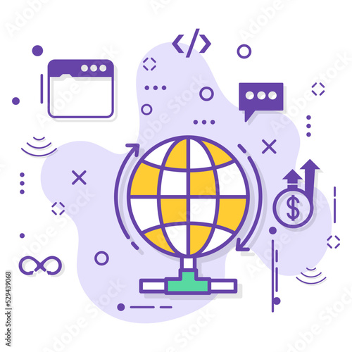 T4 connection Sign  Data Center Backbone Line Vector Icon Design  Cloud computing and Web hosting services Symbol  International Optical Fiber connectivity Concept  