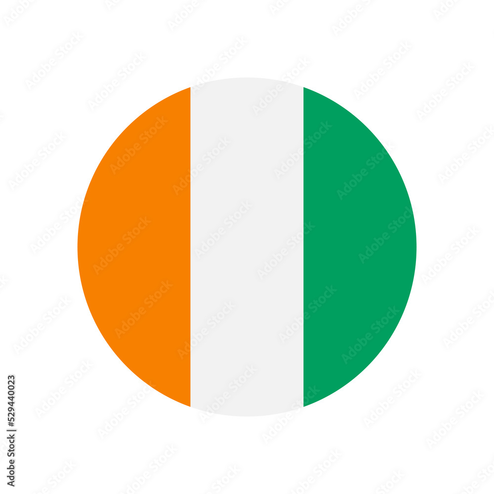 Ivory Coast vector flag circle on white background Ivory Coast vector flag circle on white background