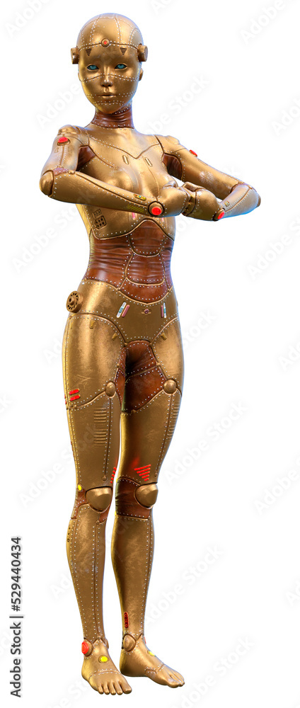 3D Rendering Female Robot on White 3D Rendering Female Robot on White