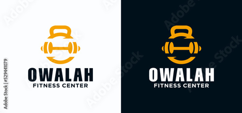 Fitness O fitness logo design template with barbell technology logo icon vector template