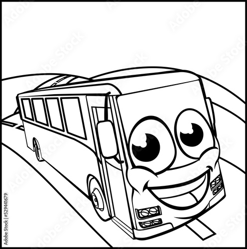 Coach Bus Cartoon Character...