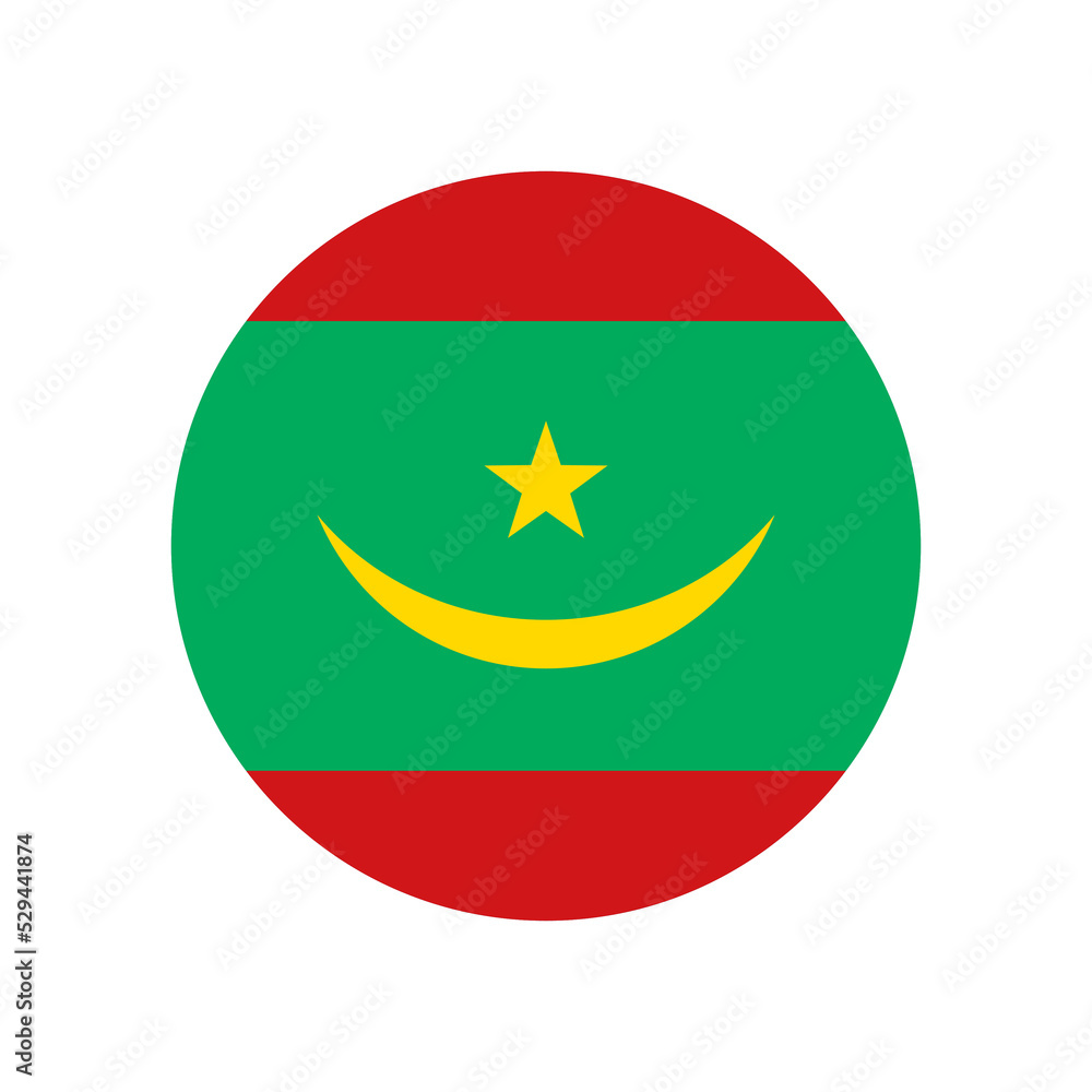 Mauritania vector flag circle on white background Mauritania vector flag circle on white background