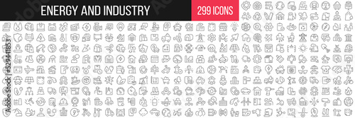 Photo Energy and industry linear icons collection