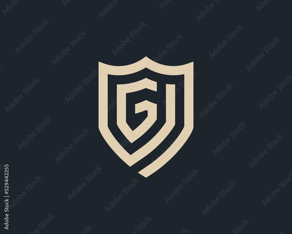 Initial Letter G Shield Monogram logo Concept icon sign symbol Element Design Line Art Style. Security, Heraldic, Guard Logotype. Vector illustration template Initial Letter G Shield Monogram logo Concept icon sign symbol Element Design Line Art Style. Security, Heraldic, Guard Logotype. Vector illustration template