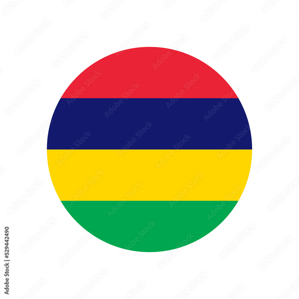Mauritius vector flag circle on white background Mauritius vector flag circle on white background