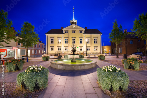 Night view of town hall in ...