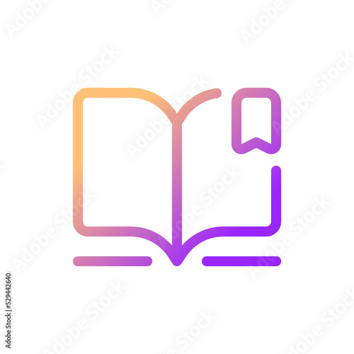 Reading e book pixel perfect gradient linear ui icon. Digital library. Ebook reader. Educational app. Line color user interface symbol. Modern style pictogram. Vector isolated outline illustration