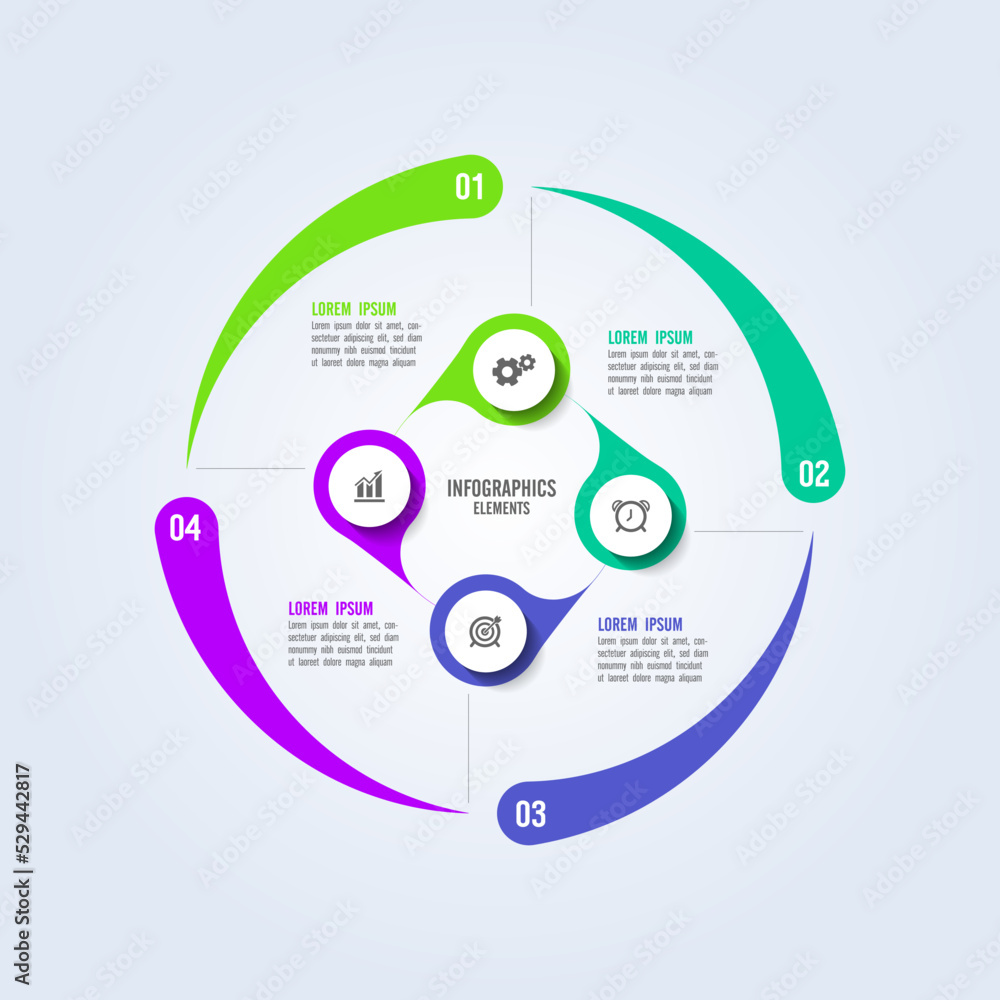 Circular steps infographics business template elements design Circular steps infographics business template elements design