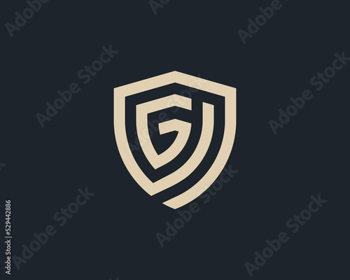Fotografija Initial Letter G Shield Monogram logo Concept icon sign symbol Design Element Line Art Style