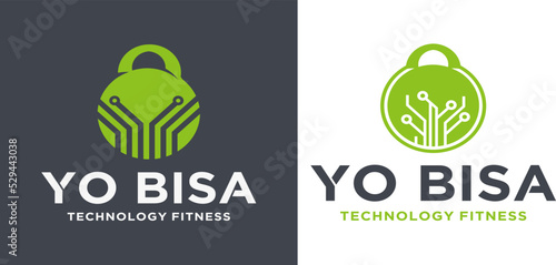 Fotografija Fitness Y fitness logo design template with barbell technology logo icon vector